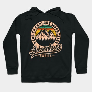 Adventure Outdoors mountains retro badge logo vintage Hoodie